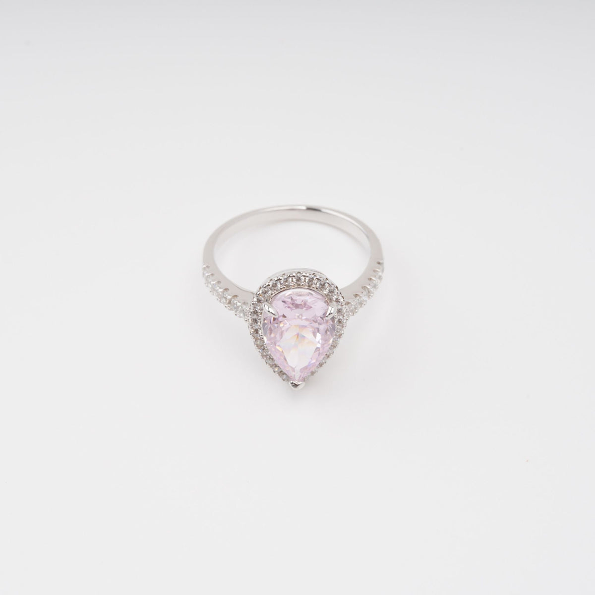 Éclat Pink Pear Shaped Gemstone Sterling Silver Ring Flowering Girl