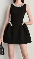 Keitha Black Sleeveless Beaded Mini Dress Flowering Girl