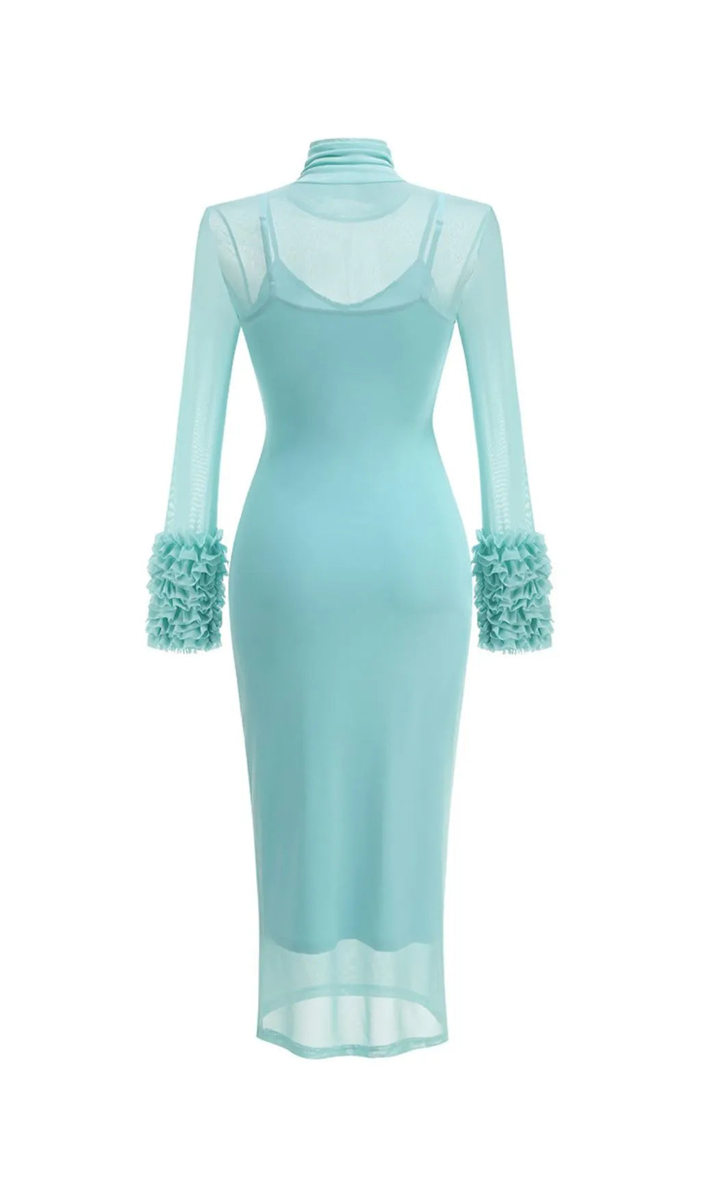 Fabunni Long Sleeve Mesh Midi Dress Flowering Girl