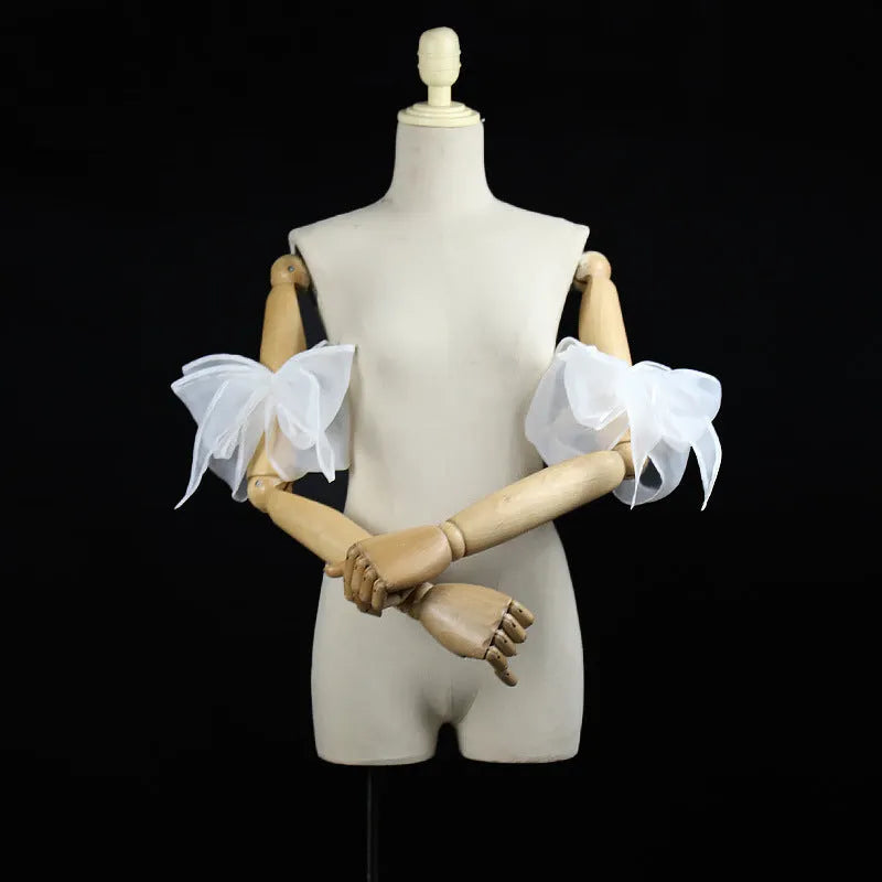 Organza Giant Bow Detachable Short Arm Cuffs Flowering Girl