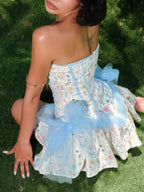 Manasa Strapless Floral Mini Dress Flowering Girl