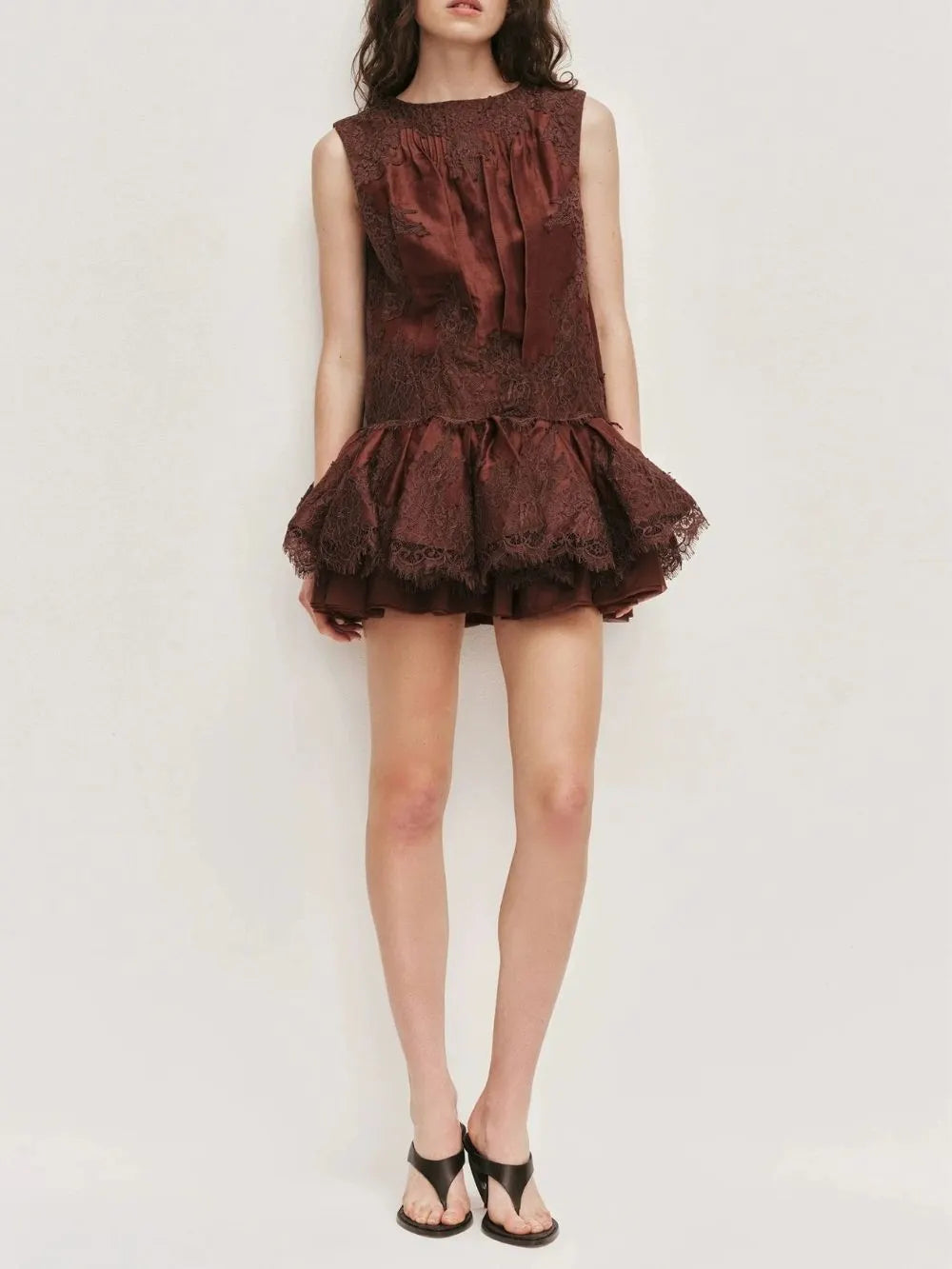 Manda Red Lace Sleeveless Mini Dress Flowering Girl