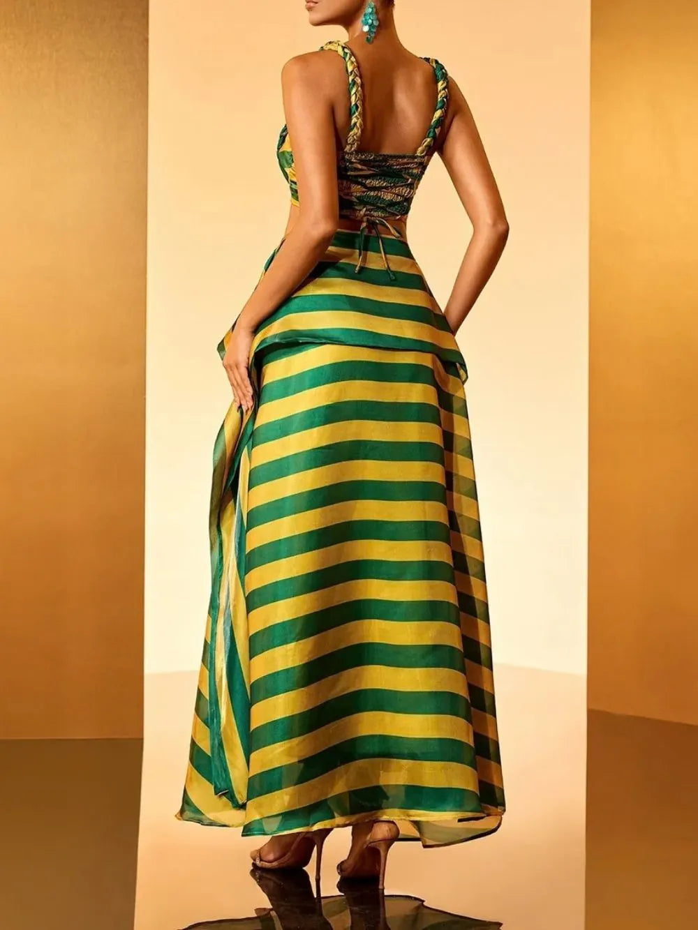 Haloke Weave Stripe Skirt Set Flowering Girl
