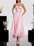 Haruna Strapless Embroidered Midi Dress Flowering Girl