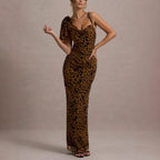 Leopard Print Slip Maxi Dress Flowering Girl