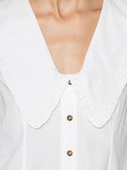 WHITE OVERSIZED COLLAR COTTON BLOUSE Flowering Girl