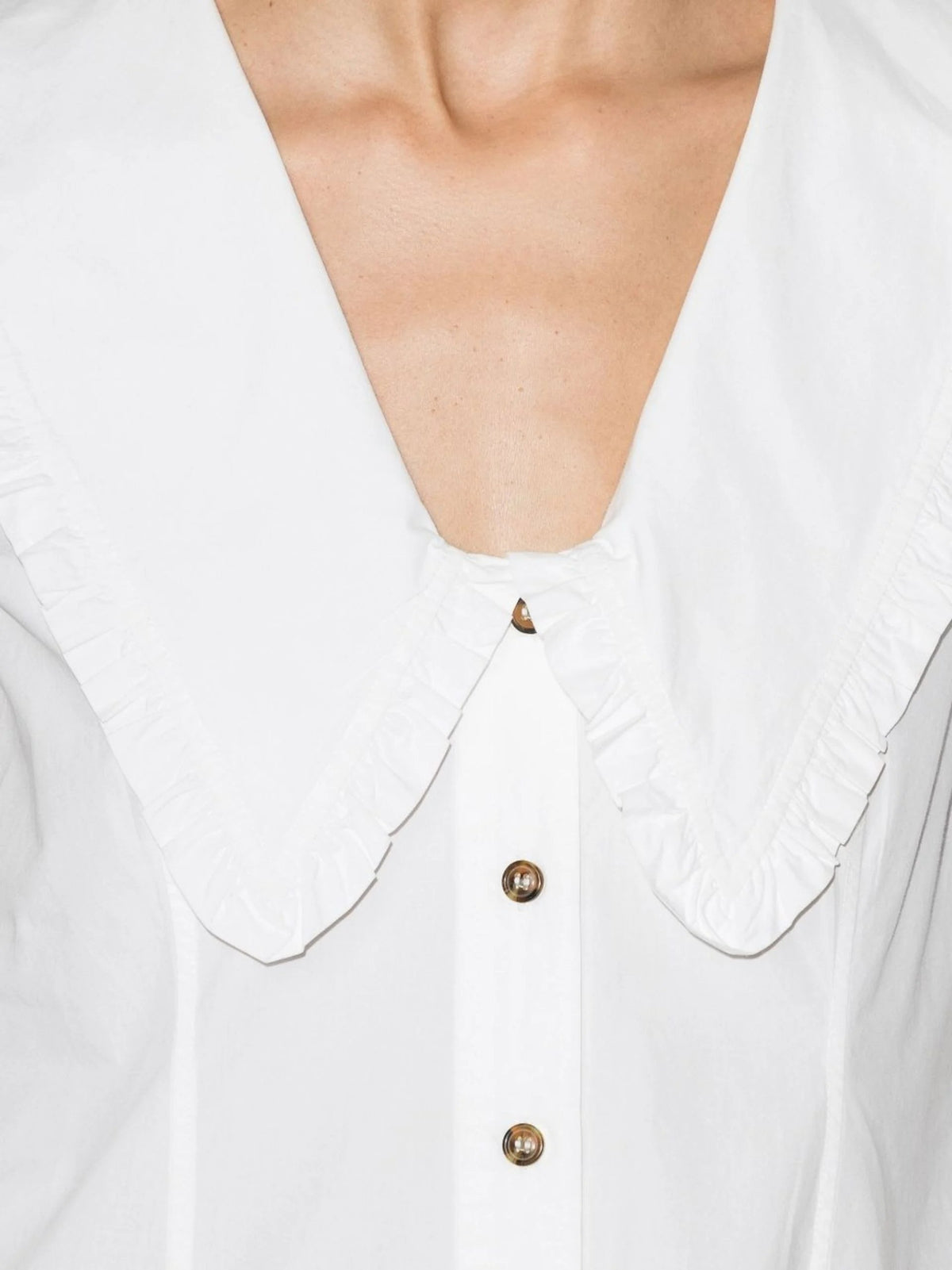 WHITE OVERSIZED COLLAR COTTON BLOUSE Flowering Girl