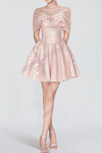 Strapless Sequin Mini Dress In Pink Flowering Girl