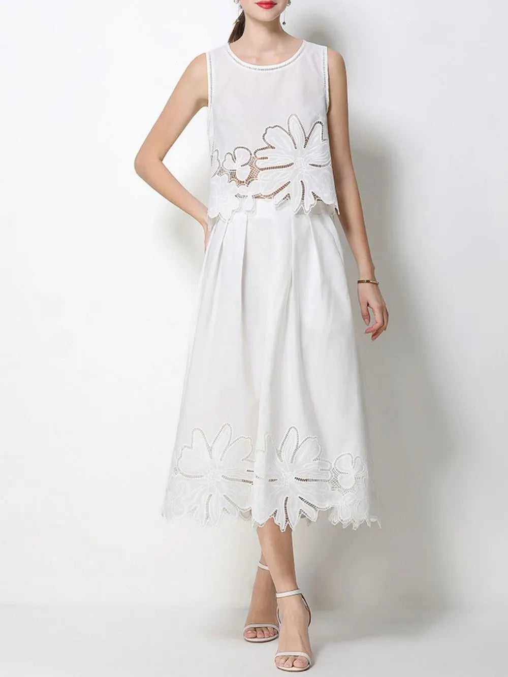 Mahlia White Flower Two-Piece Set Flowering Girl