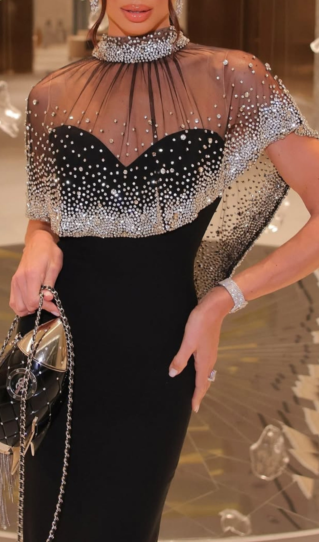 Duana Black Crystal Maxi Dress Flowering Girl