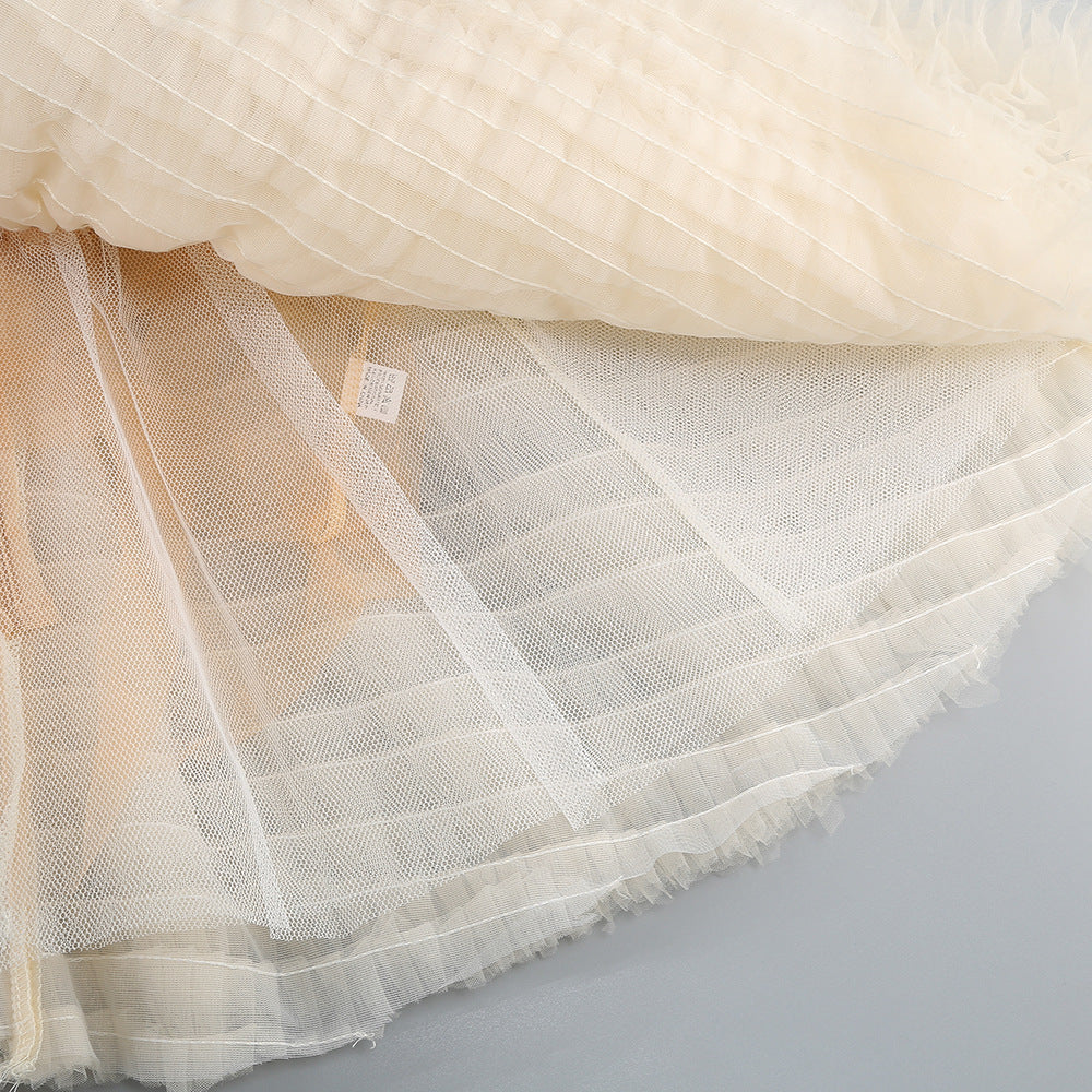Champagne Tulle Fit-And-Flare Mini Dress Flowering Girl