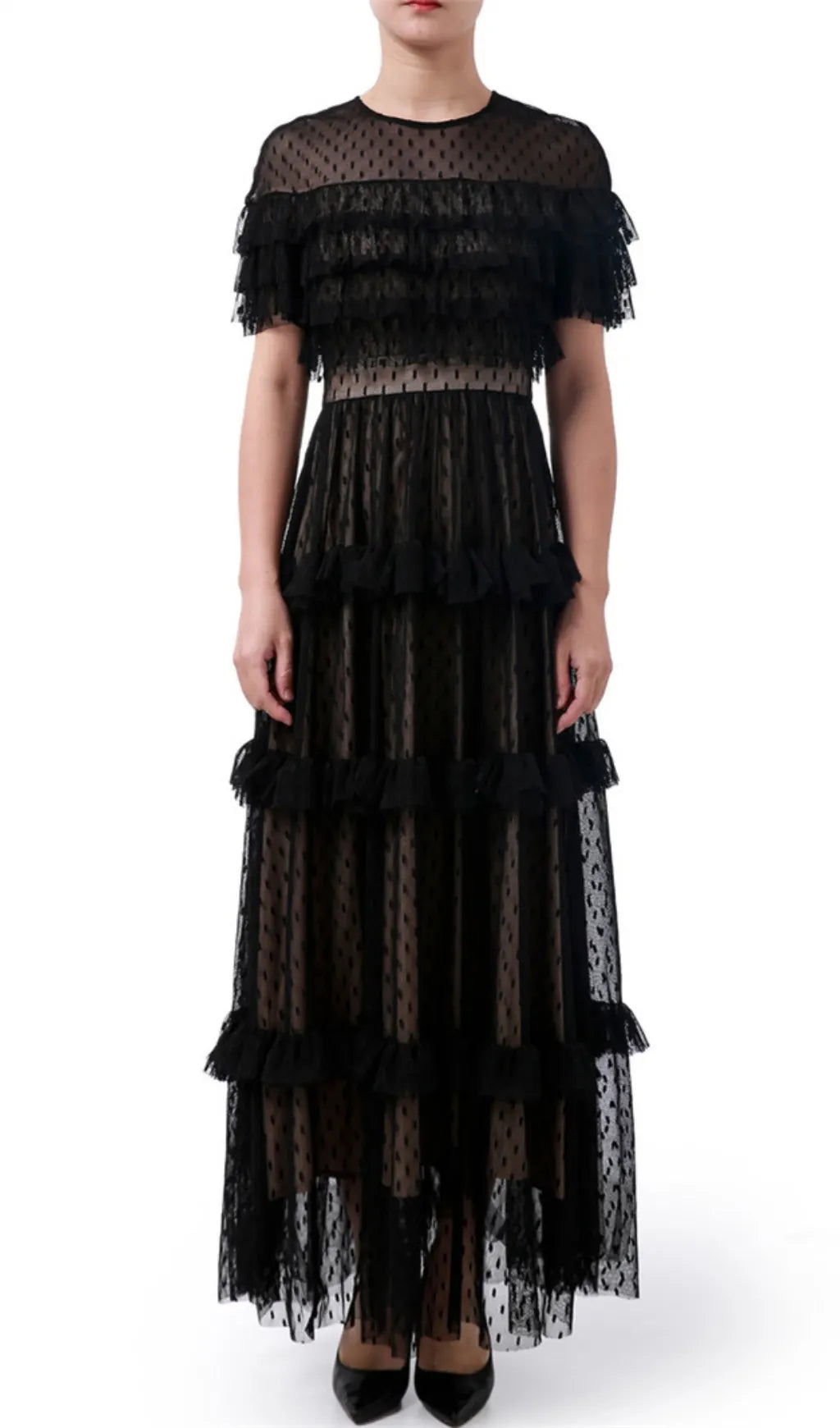 Dyan Black Mesh Maxi Dress Flowering Girl