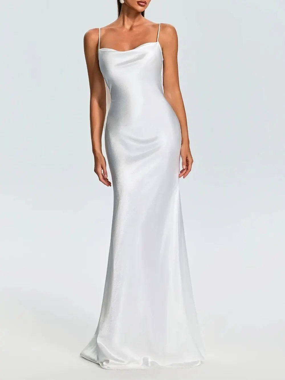 Farica Backless Satin Maxi Dress Flowering Girl