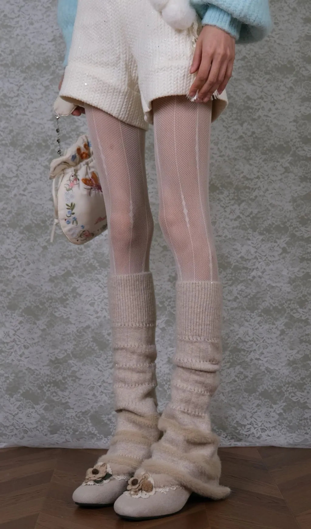 White Tights & Loose Socks Set Flowering Girl