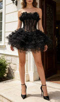 Kelii Strapless Corset Flower Mini Dress Flowering Girl