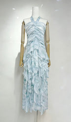 Kaylee Halter Ruffle Maxi Dress Flowering Girl