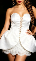 Lennox White Strapless Lace Mini Dress Flowering Girl