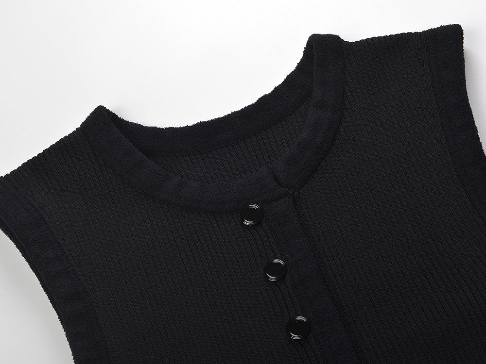 Round Neck Rib Knit Mini Dress Flowering Girl