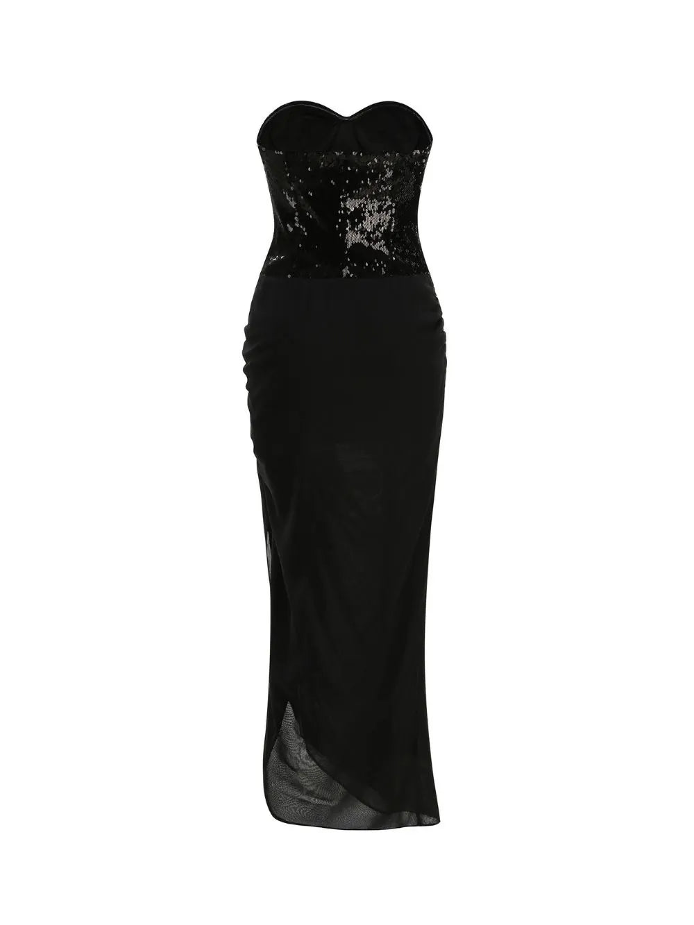 Malu Black Strapless Sequin Maxi Dress Flowering Girl