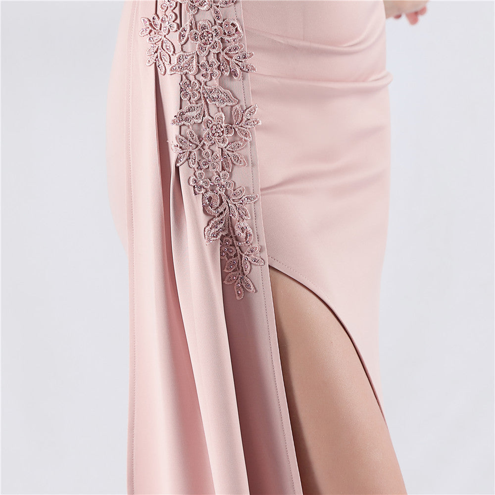 Chofa Pink Flower Bead Corset Maxi Dress Flowering Girl