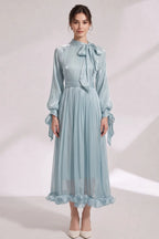 Light Blue Satin A-Line Dress Flowering Girl