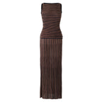 Black Fine Knit Bodycon / Column Two-Piece Knit Set (Top And Maxi Skirt) Flowering Girl