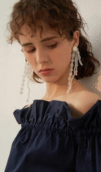 Amira White Pearl Acrylic Tassel Earrings Flowering Girl