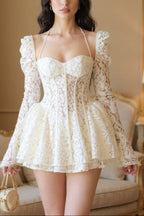 Caitlyn Lace Corset Mini Dress Flowering Girl