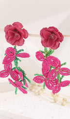 Cybele Rose Red Flower Earrings Flowering Girl