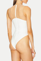 Llewyn Wave Neckline Bodysuit - White Flowering Girl