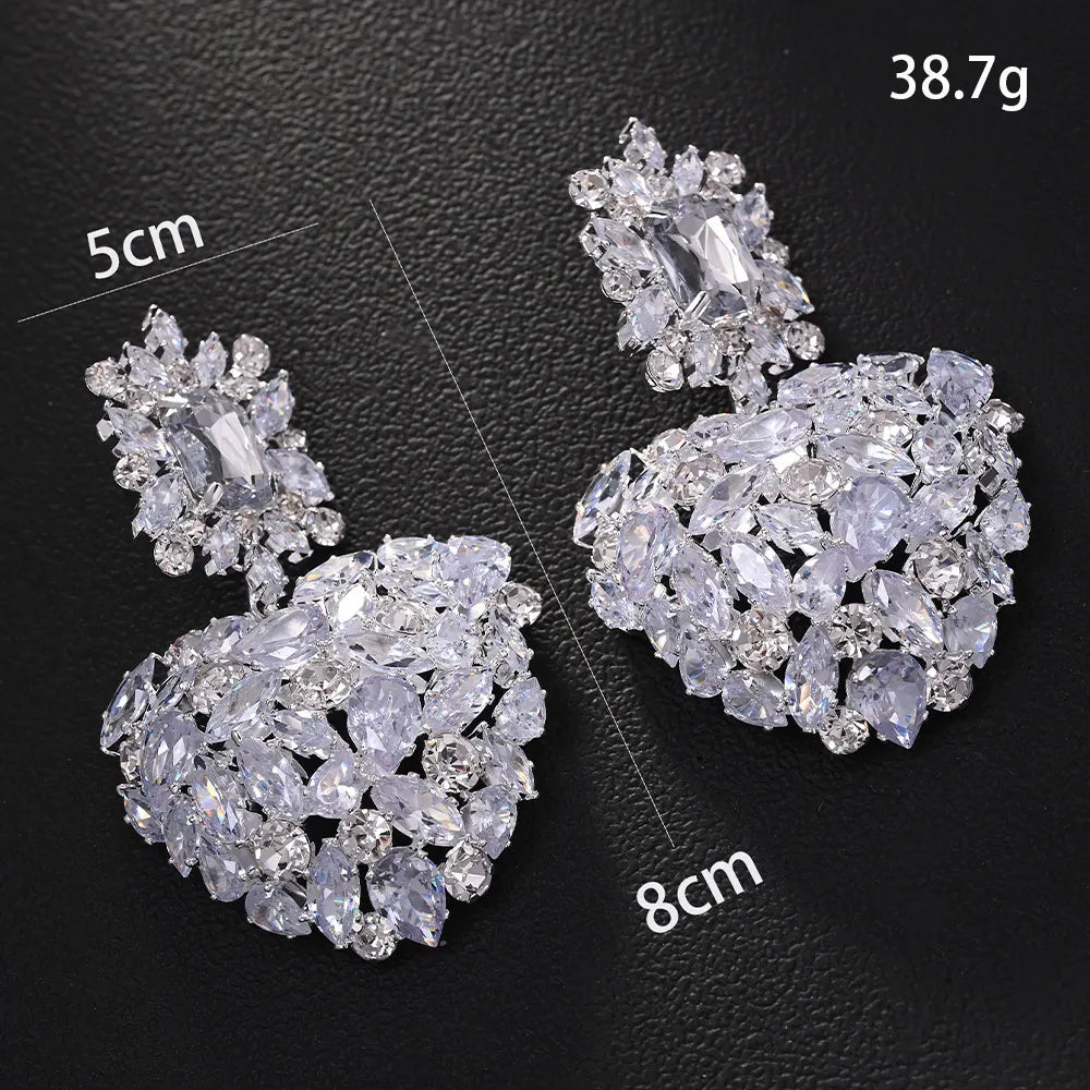 Crystal Heart Tiered Drop Earrings Flowering Girl