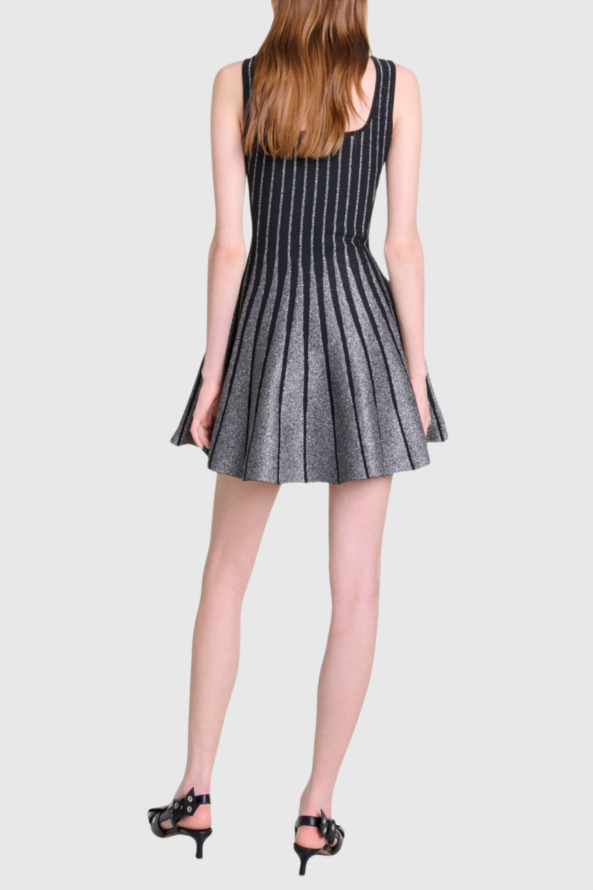 Bolboli Glitter Jacquard Knit Flared Mini Dress Flowering Girl