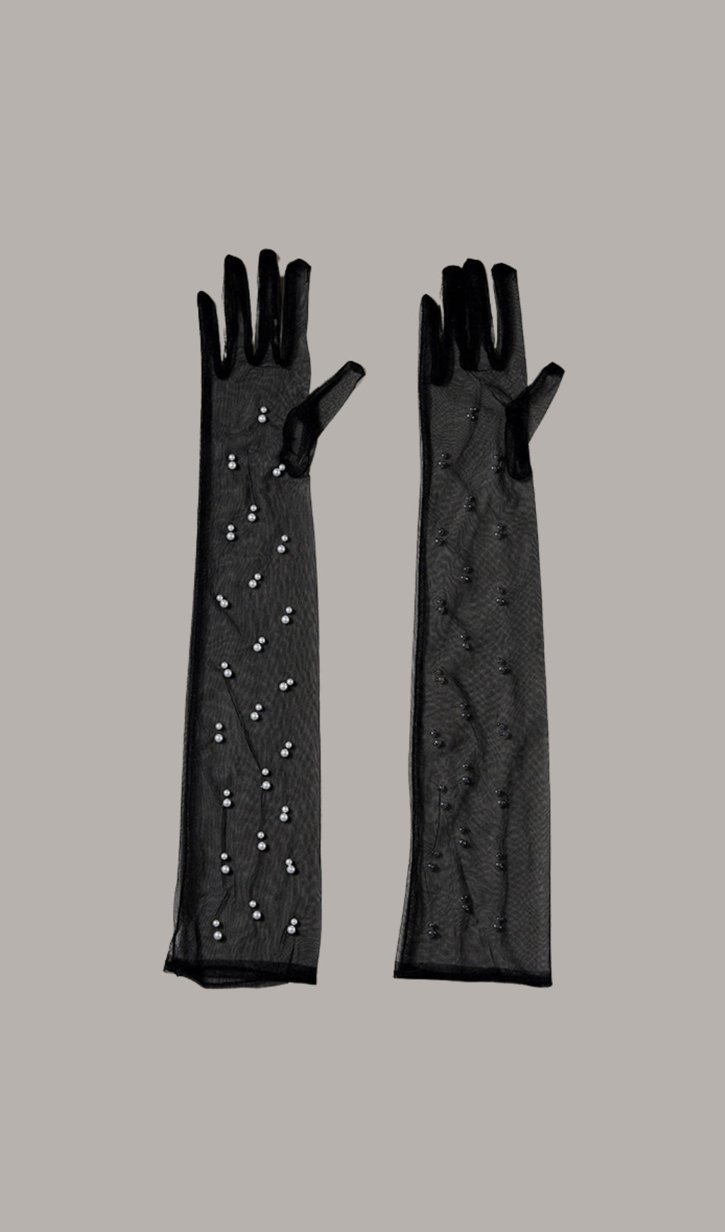 Black Mesh Pearl Gloves Flowering Girl