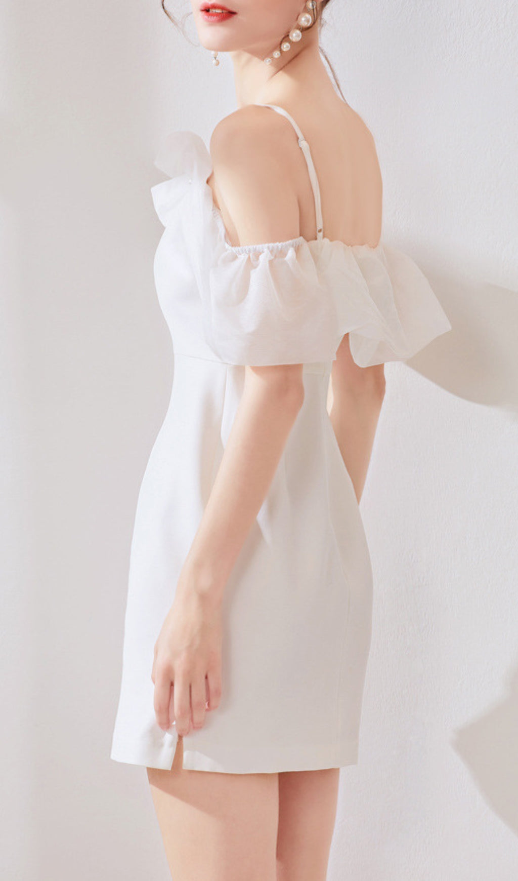 Domitia White Off-Shoulder Mini Dress Flowering Girl
