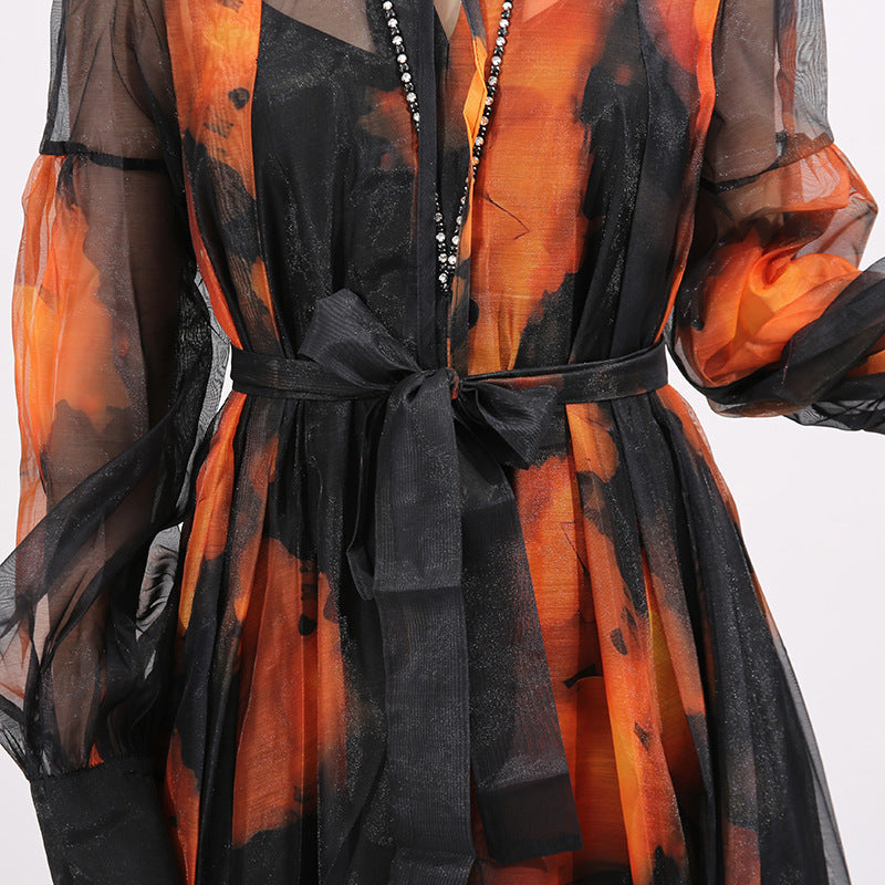 Fumiko Printed Long Sleeve Midi Dress Flowering Girl