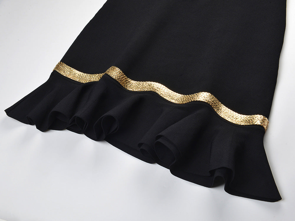 Ophira Metal Chain Trim Knit Short Dress Flowering Girl