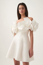 Etta Flower Strapless Mini Dress In Ivory Flowering Girl