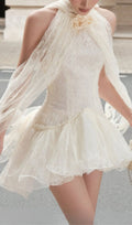 Kore Halter Lace Sequin Flower Mini Dress Flowering Girl