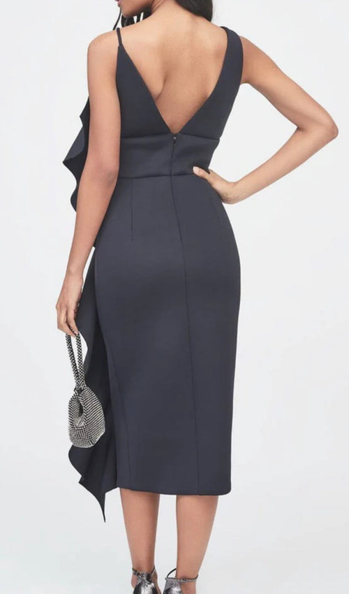 Asymmetric Draped Frill Scuba Dress Flowering Girl