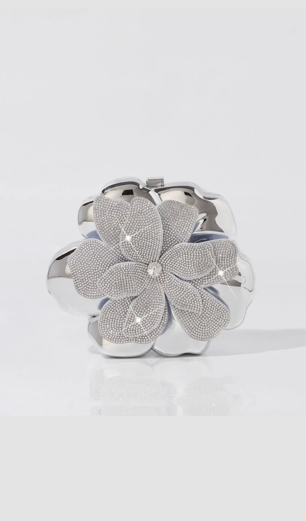 Khoi Silver Flower Diamante Bag Flowering Girl