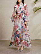 Maru Pink Printed Maxi Dress Flowering Girl