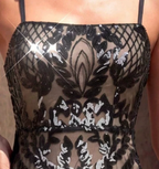 Black Mesh A-Line Mini Dress with Sequin Embroidery Flowering Girl