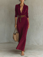 Suede Single-Breasted Lapel Maxi Dress Flowering Girl
