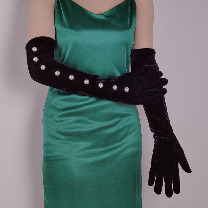 Black Pearl Embellished Gloves Flowering Girl
