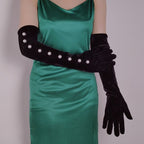 Black Pearl Embellished Gloves Flowering Girl