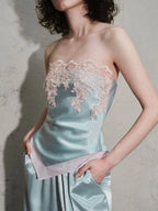 Maysie Blue Strapless Lace Top Flowering Girl