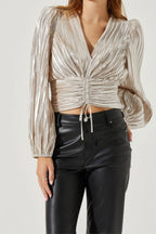 Braydon Pleated Ruched Top Flowering Girl