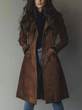 Button Up Long Sleeve Trench Coat Flowering Girl
