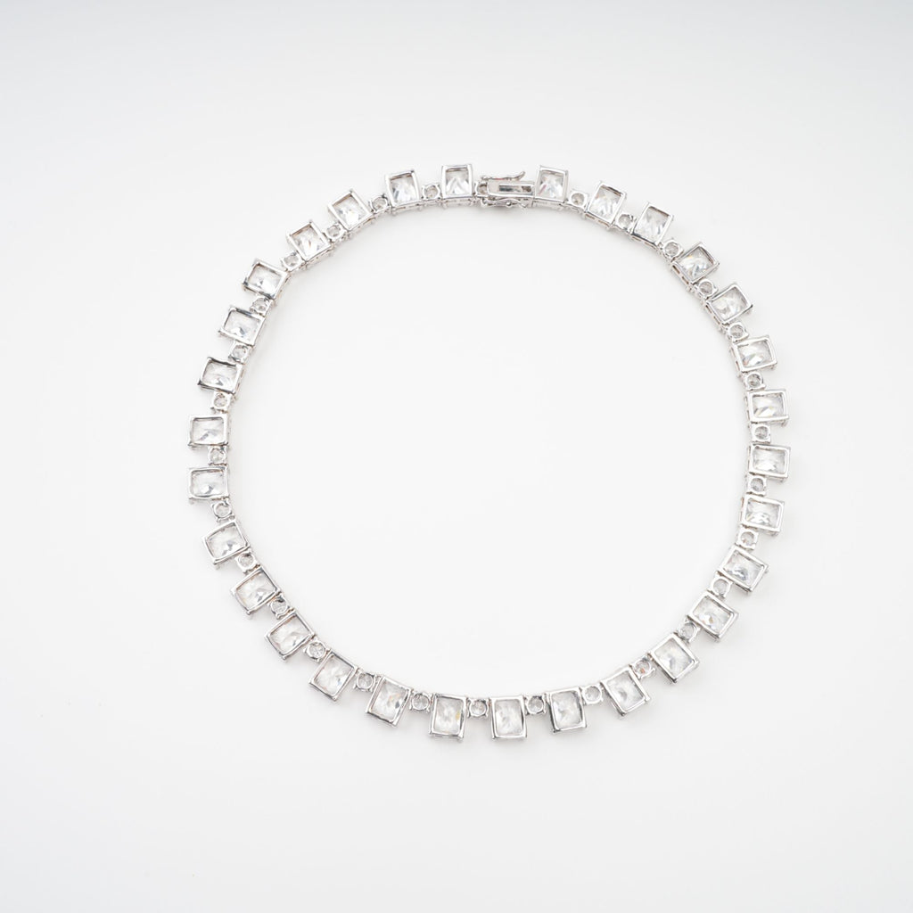 Mathilde Silver Tone Crystal Embellished Necklace Flowering Girl