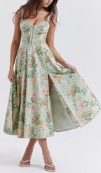 Light Jade Print Bustier Sundress Flowering Girl